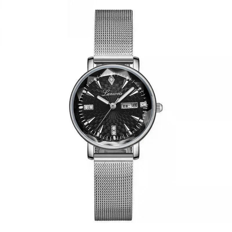 Women's Rose Gold Mesh Band Watch with Calendar