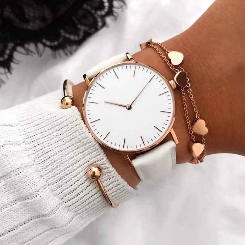 Women's Casual Leather Strap Wrist Watch