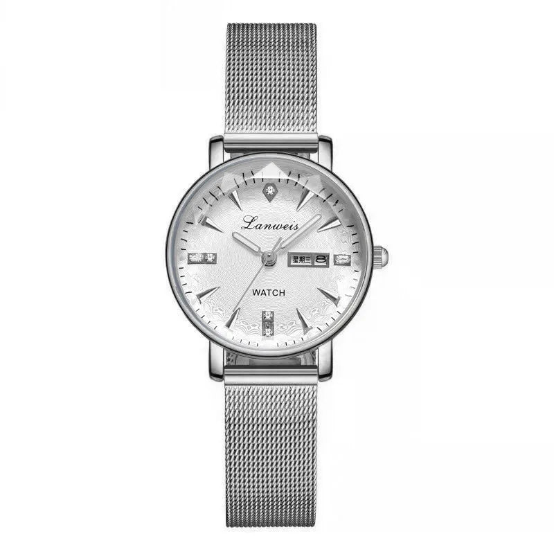 Women's Rose Gold Mesh Band Watch with Calendar