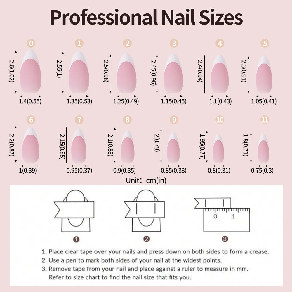 120Pcs Medium Long Square Acrylic French Fake Nails Full Cover Wearable French Press on Nails for Women Mixed Size False Nails