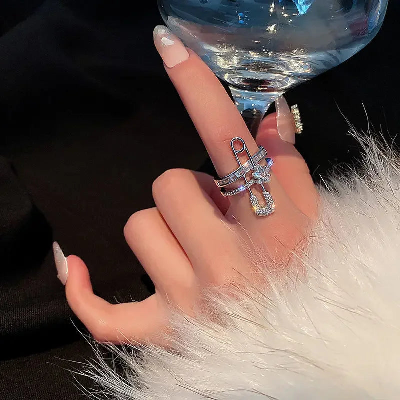 2024 Silver Color Rhinestone Ring Multi-layer Winding Rings for Women Wedding Full Zircon Finger Rings Fashion Jewelry Gifts