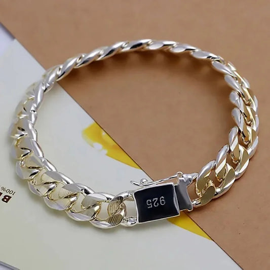 925 Sterling Silver Cuban Chain Bracelet