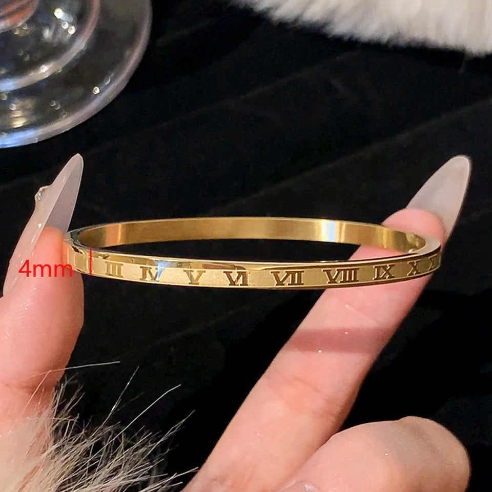 ZAKOL 5/1pcs Sparkling Zirconia Inlaid Stainless Steel Bracelet Set for Women Stackable Bangles Fashion Non Fading Jewelry Gift